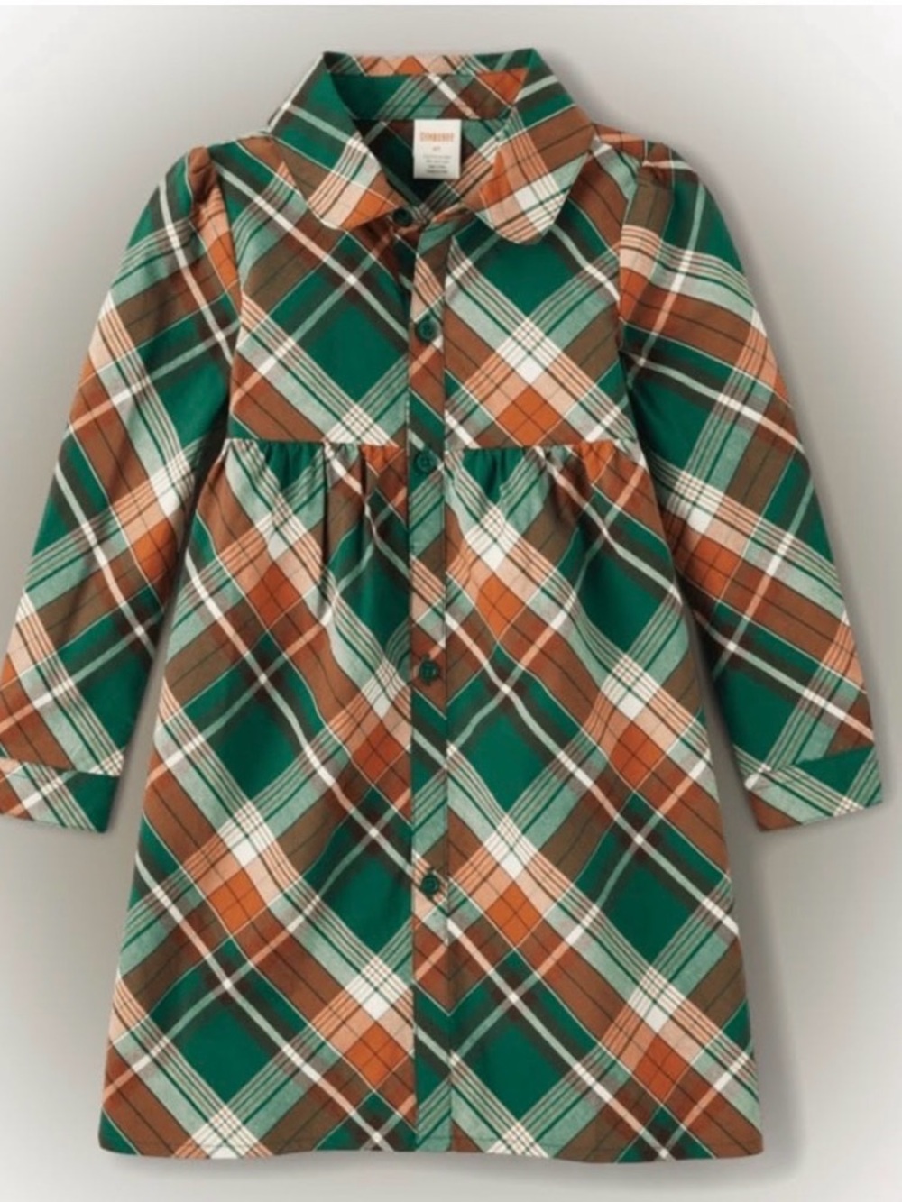 Gymboree Green and Brown Plaid Button-Front Dress